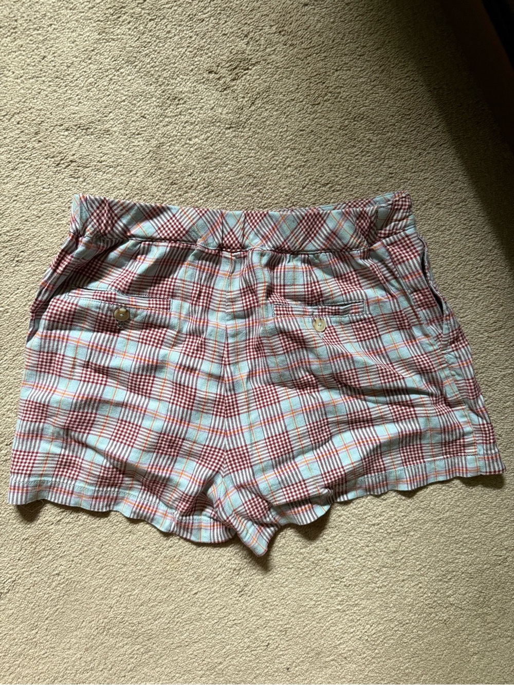 Anthropologie Maeve Light Blue and Raspberry Plaid Shorts size 10 - Picture 7 of 8